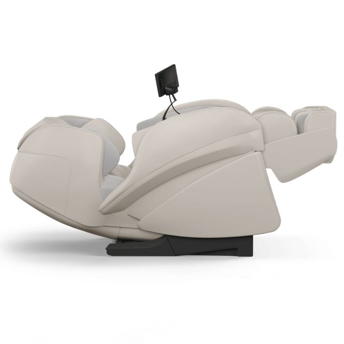 Panasonic MAK1 Massage Chair in ivory fully reclined position